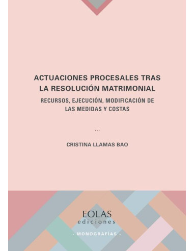 Actuaciones procesales tras la resolución matrimonial :RECURSOS, EJECUCIÓN, MODIFICACIÓN DE LAS MEDIDAS Y COSTAS