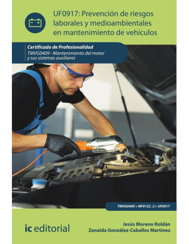 Prevención de riesgos laborales y medioambientales en mantenimiento de vehículos. TMVG0409 - Mantenimiento del motor y sus sistemas auxiliares