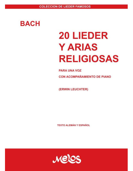 BA8922 - 20 lieder y arias religiosas:Para una voz con acompañamiento de piano