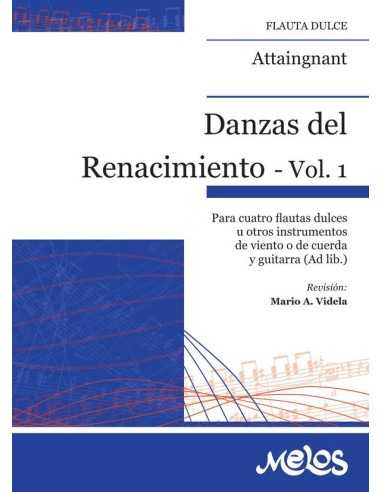 BA13269 - Danzas del Renacimiento - Vol. 1:Para cuatro flautas dulces u otros instrumentos de viento o de cuerda y guitarra (Ad lib.)