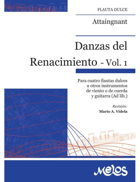 BA13269 - Danzas del Renacimiento - Vol. 1:Para cuatro flautas dulces u otros instrumentos de viento o de cuerda y guitarra (Ad lib.)